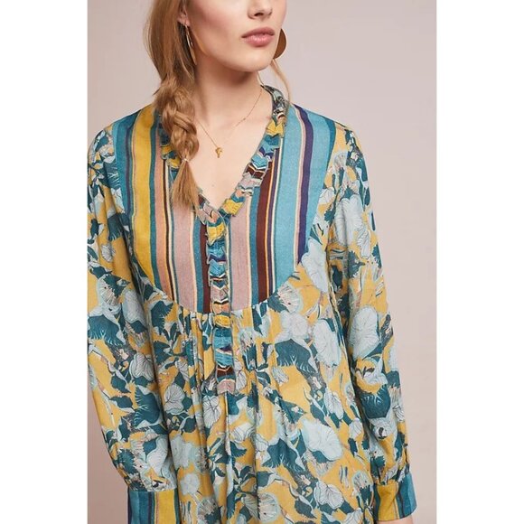 Anthropologie NWT Blank London Lucia Tunic Top in Blue Motif size Large - Picture 10 of 11